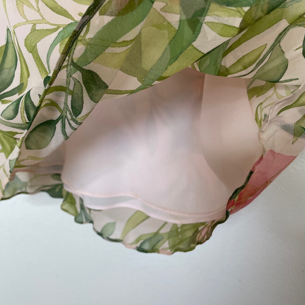 Ann Taylor Silk Floral Midi Skirt Womens 6 Pink Green Fairycore Cottagecore VTG - Picture 3 of 8